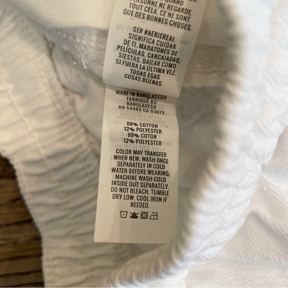 Aerie Daydream Denim Shorts Small White Frayed Hem Stretch Elastic - Picture 7 of 8